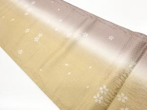 金通し桜に花弁模様織出し全通袋帯